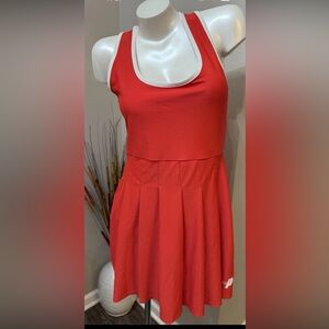 Prince Pickleball CrossBack Pleated Dress Red Sz M Attached Shorts with Pocket